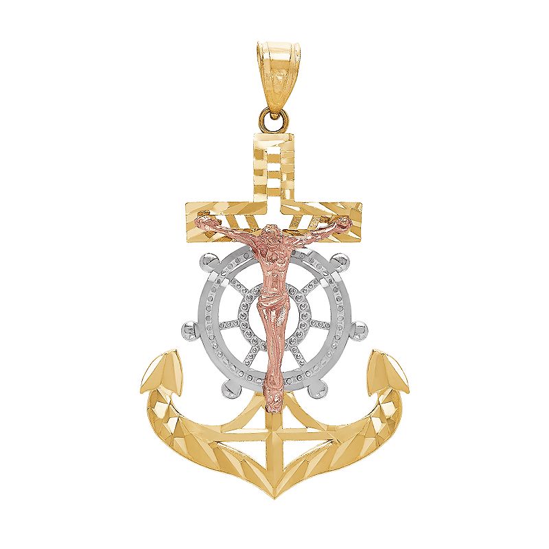 Everlasting Gold 10k Gold Crucifix Anchor Charm, Mens, Multicolor