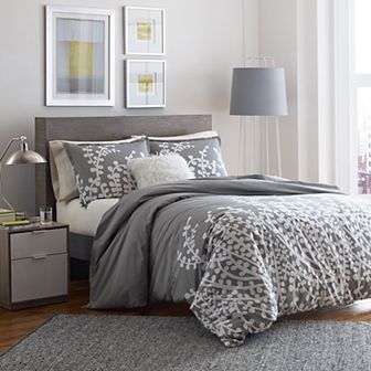 City Scene Branches Gray Twin Comforter Set