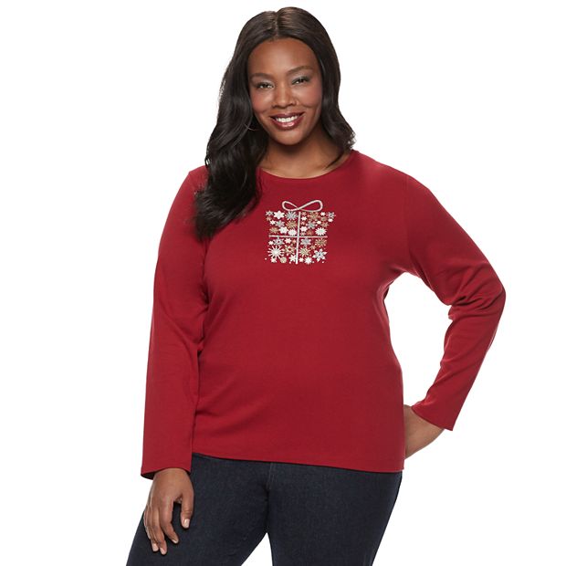 Kohls plus size hot sale holiday tops