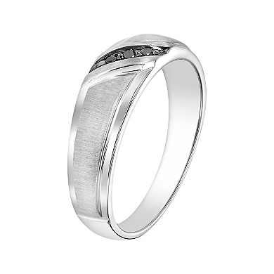 AXL Men's 10k White Gold Diamond Accent T.W. Black Diamond Channel Ring