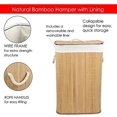 Home Basics Rectangular Bamboo Laundry Hamper