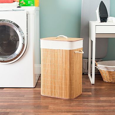 Home Basics Rectangular Bamboo Laundry Hamper
