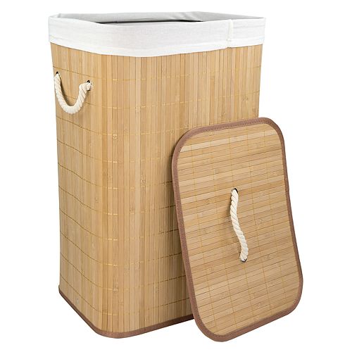 Home Basics Rectangular Bamboo Laundry Hamper