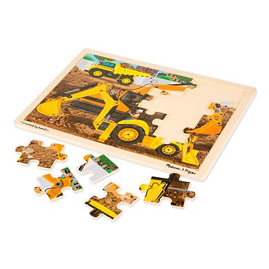 Melissa & Doug 24-Piece Wooden Jigsaw Puzzle 3-Pack - Farm, Construction, Pets