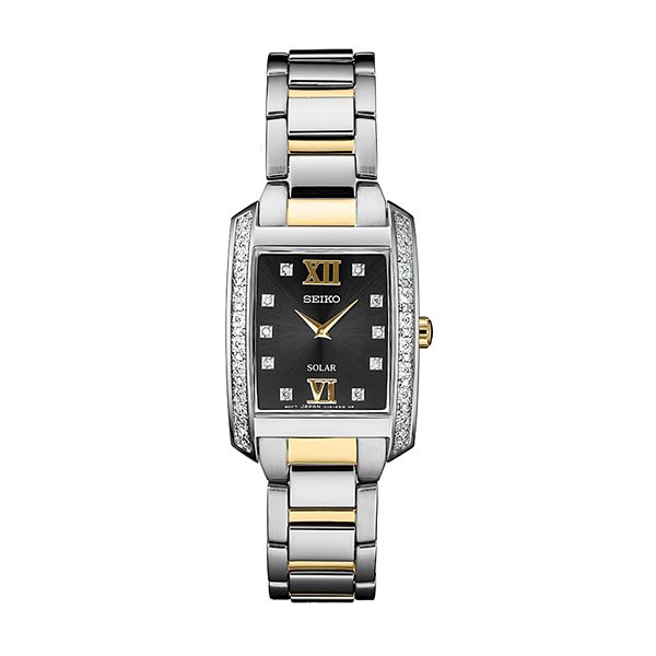 Seiko Women's Diamond Accent Two Tone Stainless Steel Solar Watch - SUP405