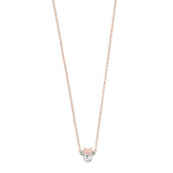 Disney's Minnie Mouse Rose Gold Tone Crystal Necklace