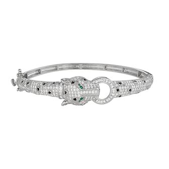 Designs by Gioelli Sterling Silver Cubic Zirconia Panther Bangle Bracelet