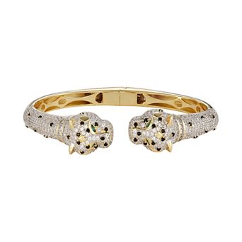 Designs by Gioelli 14k Gold Over Silver Cubic Zirconia Panther Cuff Bracelet