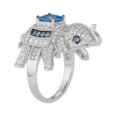 Sterling Silver Cubic Zirconia Elephant Ring