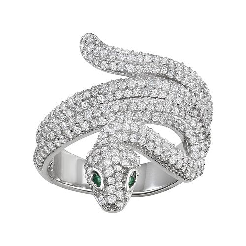 Sterling Silver Cubic Zirconia Snake Ring