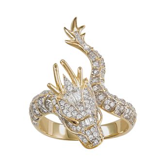 Designs by Gioelli 14k Gold Over Silver Cubic Zirconia Dragon Ring