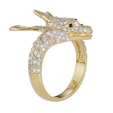 14k Gold Over Silver Cubic Zirconia Dragon Ring