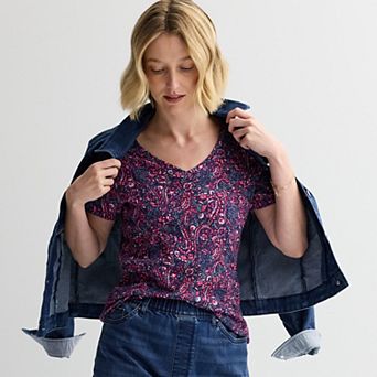 Women's Croft & Barrow® Essential V-Neck Tee