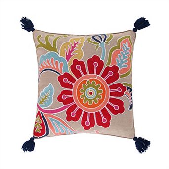 Levtex Jules Crewel Flower Pillow