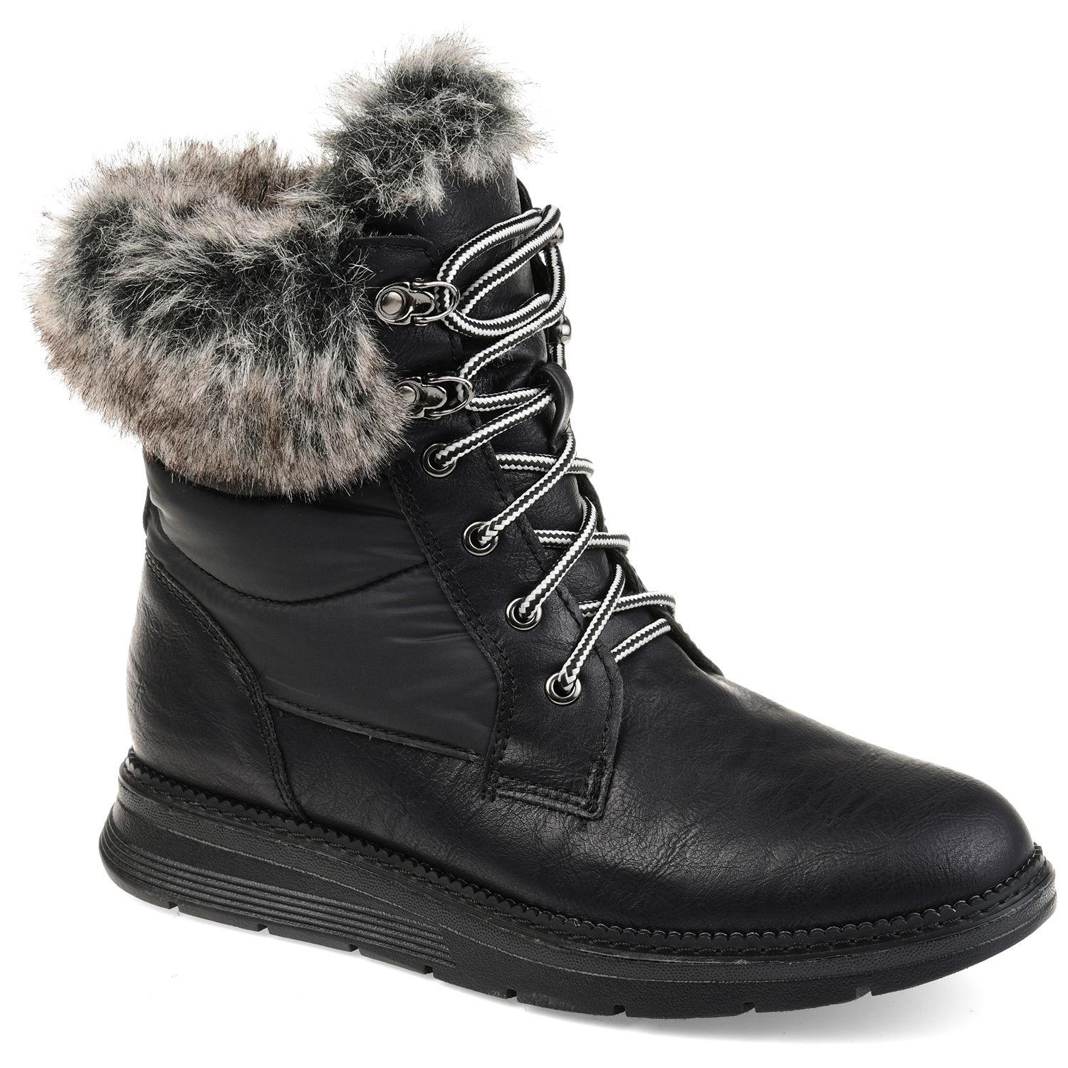 black fur lace up boots