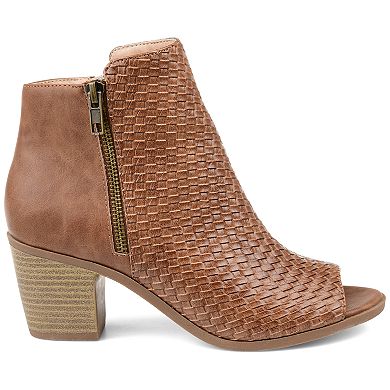 Journee Collection Pilar Women's Woven Peep Toe Ankle Boots
