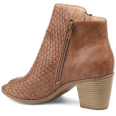 Journee Collection Pilar Women's Woven Peep Toe Ankle Boots