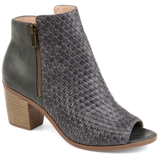 Journee Collection Pilar Women s Woven Peep Toe Ankle Boots