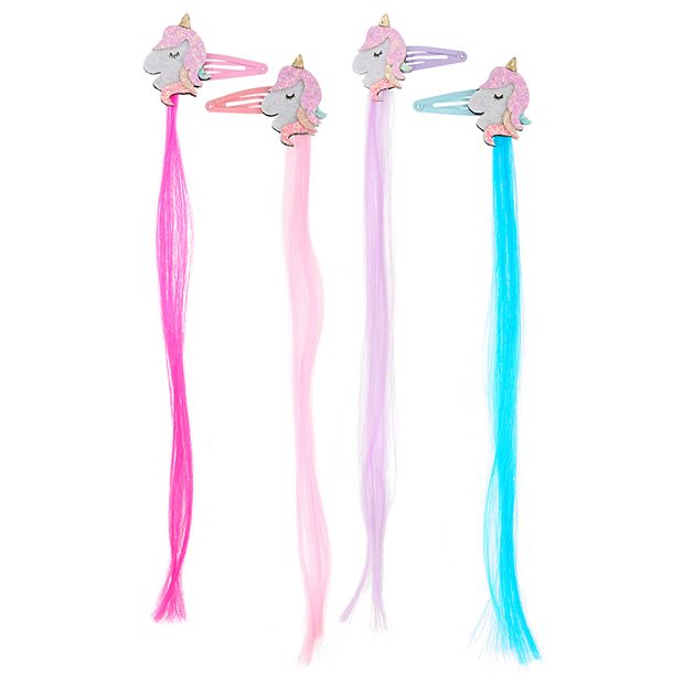 Girls 4-16 Elli by Capelli 4-pack Unicorn Mane Hair Extension Clips