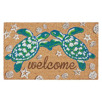 Liora Manne Natura Sea Turtle Welcome Indoor Outdoor Coir Doormat - 18'' x 30''