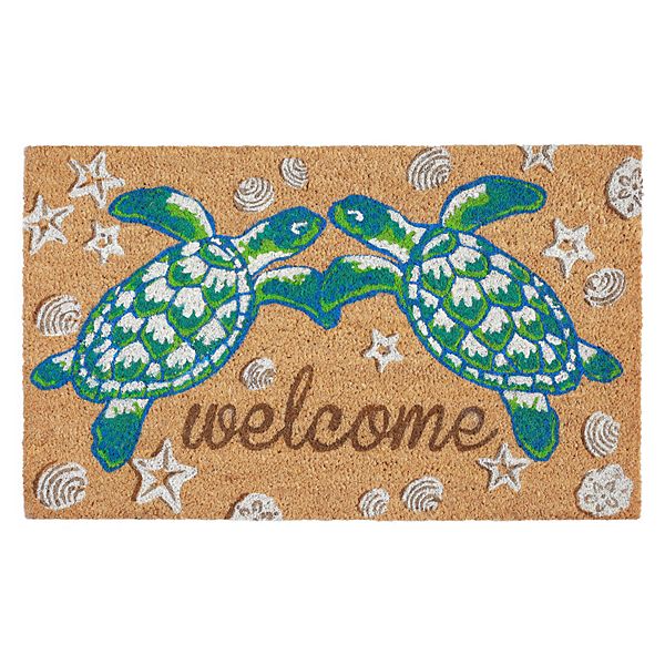 Liora Manne Natura Sea Turtle Welcome Indoor Outdoor Coir Doormat