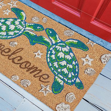 Liora Manne Natura Sea Turtle Welcome Indoor Outdoor Coir Doormat - 18'' x 30''