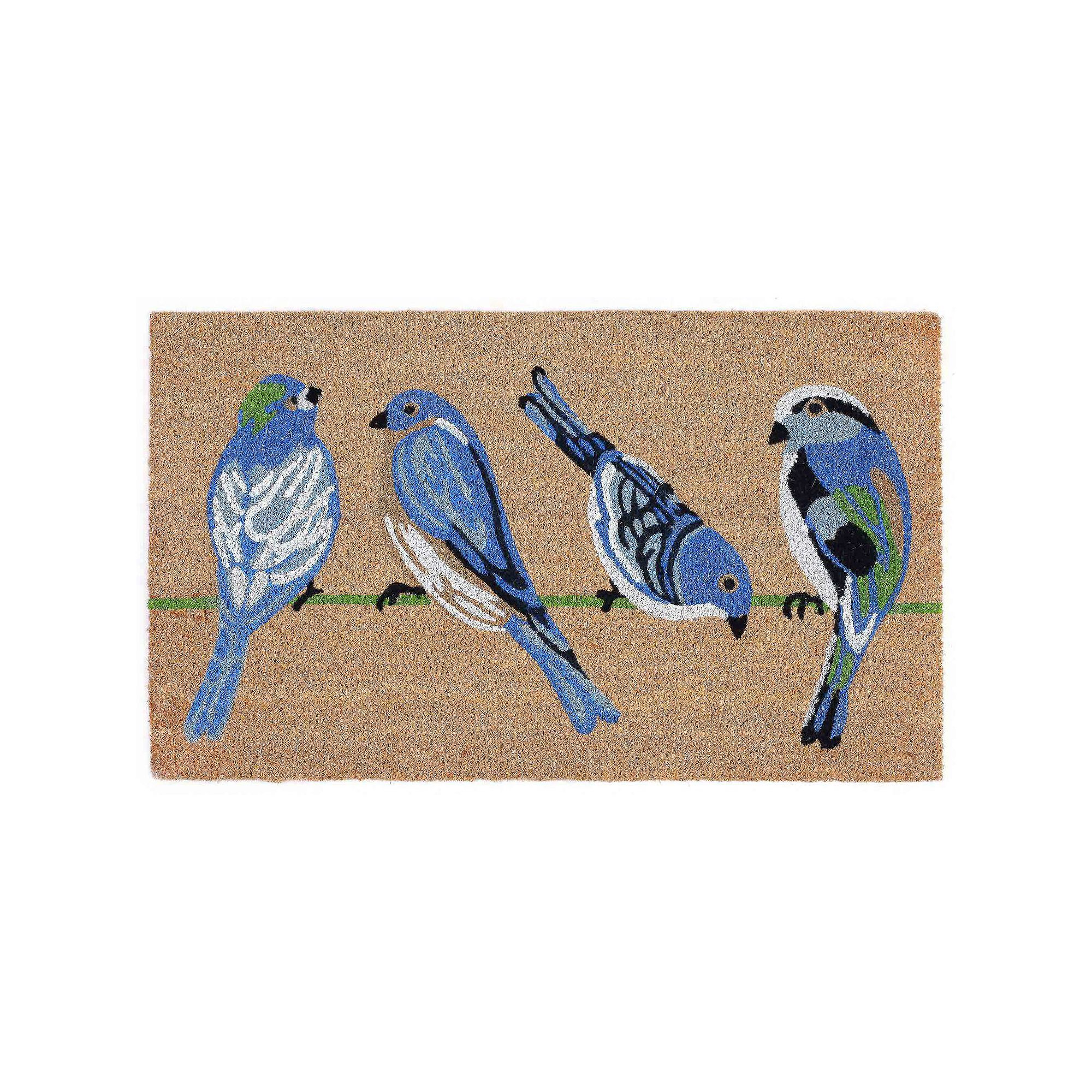 Liora Manne Natura Blue Birds Indoor Outdoor Coir Doormat, Natural