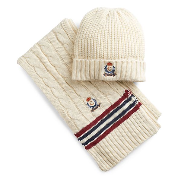 Men's Chaps Cricket Throwback Cable-Knit Hat & Scarf Set