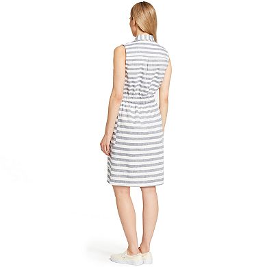 Women's IZOD Striped Linen-Blend Shirt Dress