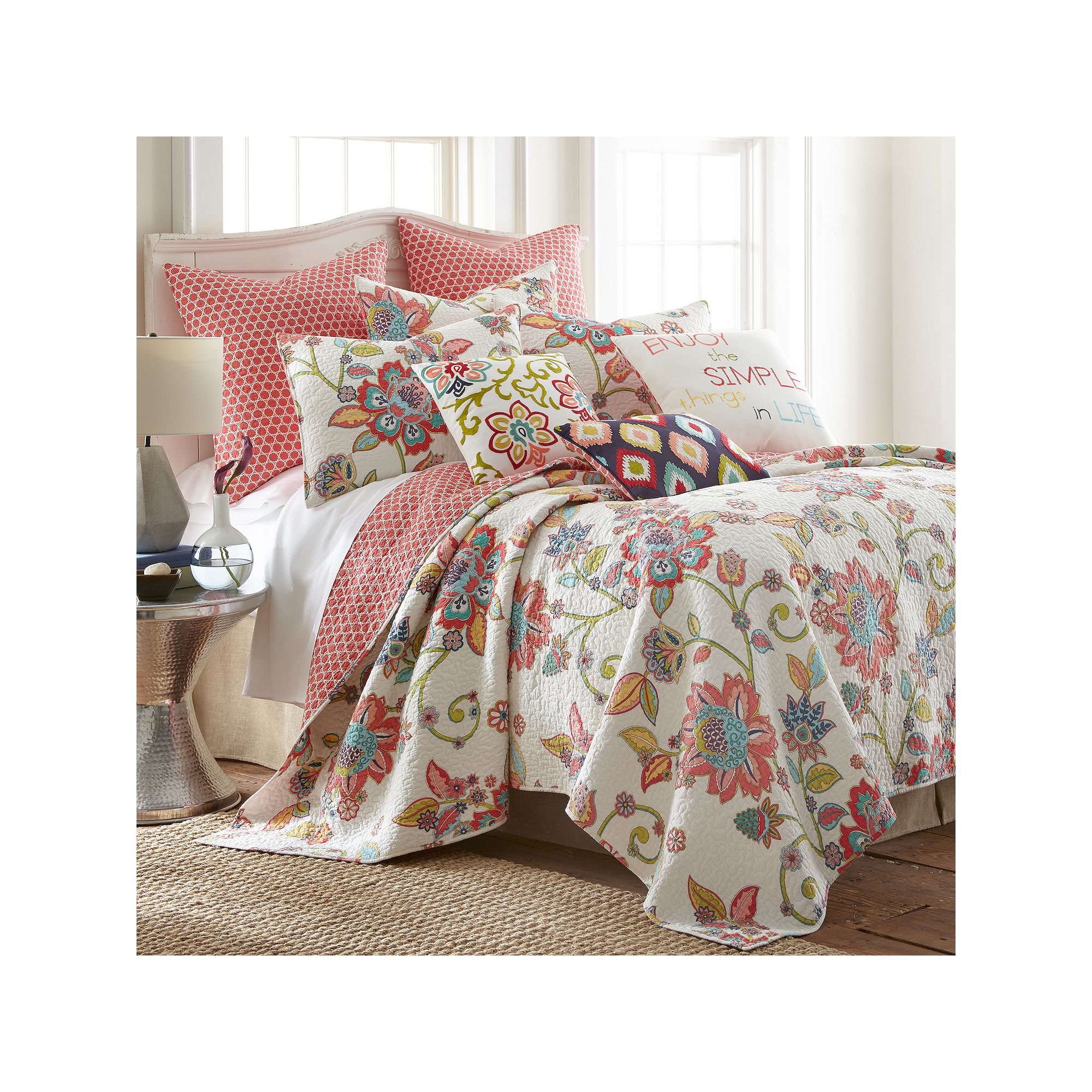 Levtex Home Clementine Spring Quilt Set, Red