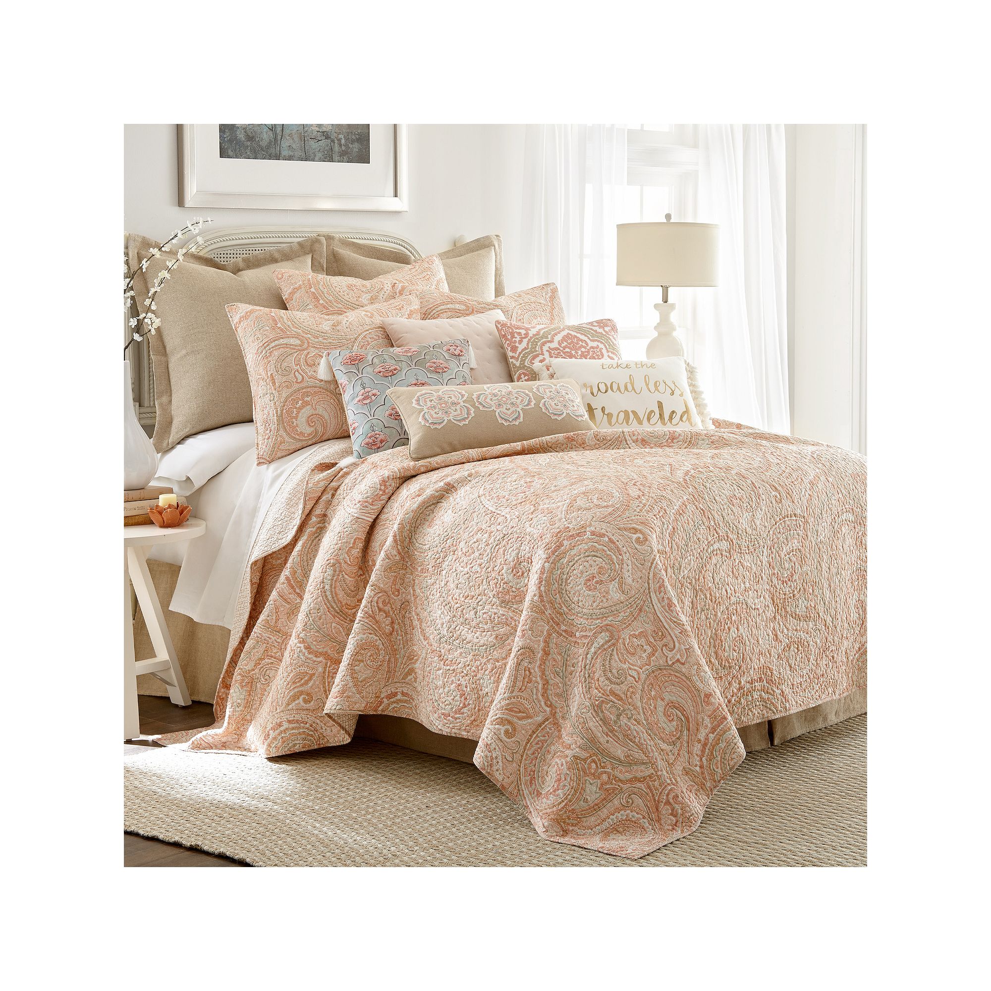 Levtex Home Spruce Coral Quilt Set with Shams, Red
