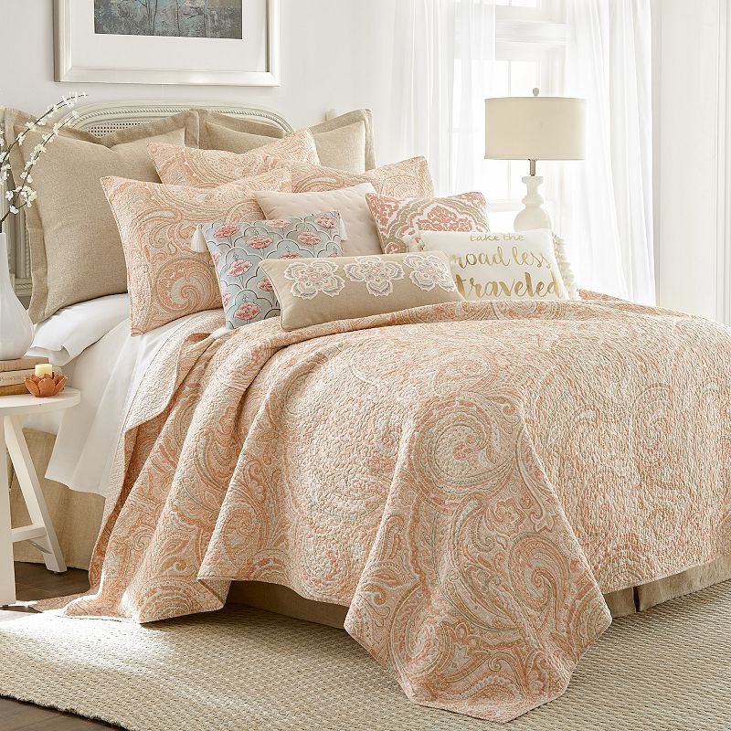 73972736 Levtex Spruce Coral Quilt Set with Shams, Red, Kin sku 73972736