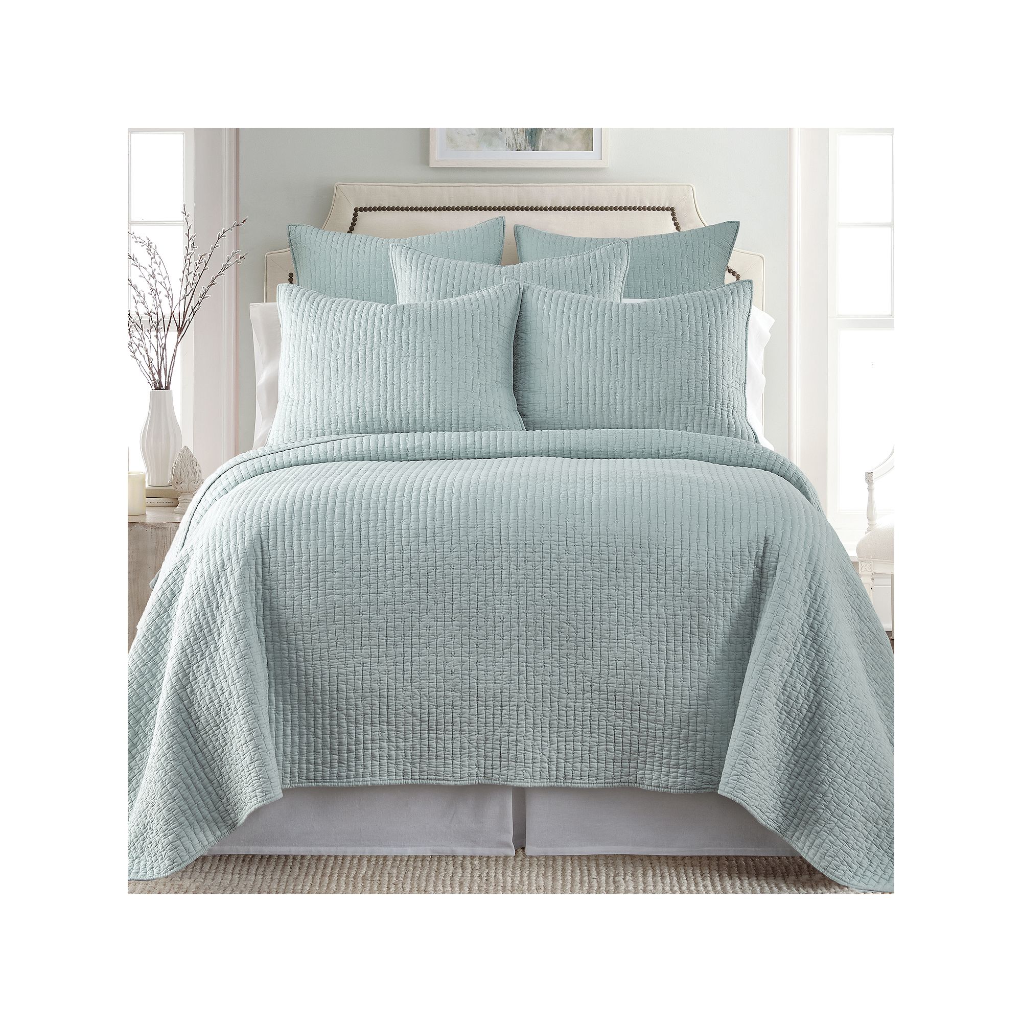 Levtex Home Cross Stitch Quilt Set, Blue Haze