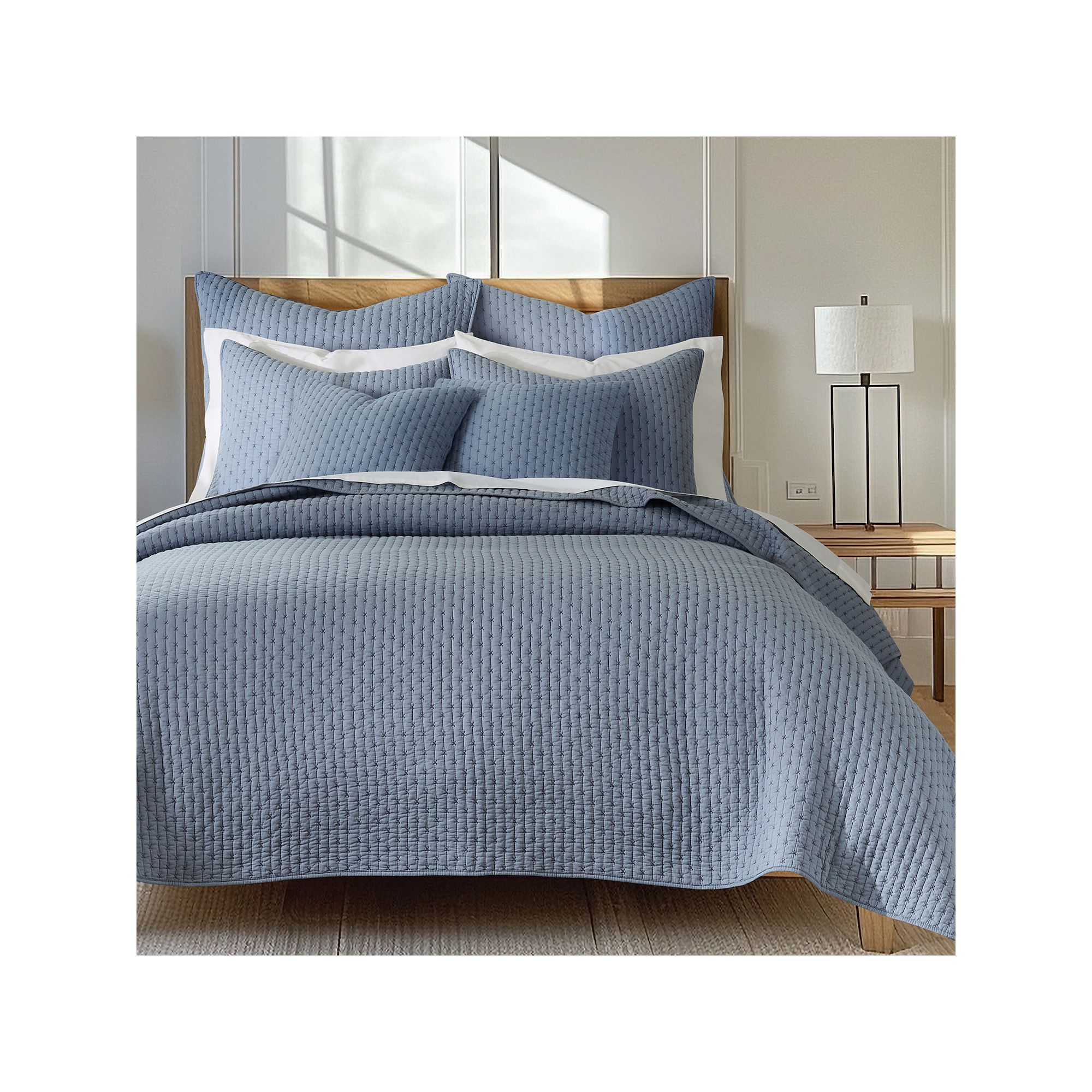 Levtex Home Cross Stitch Quilt Set, Chambray