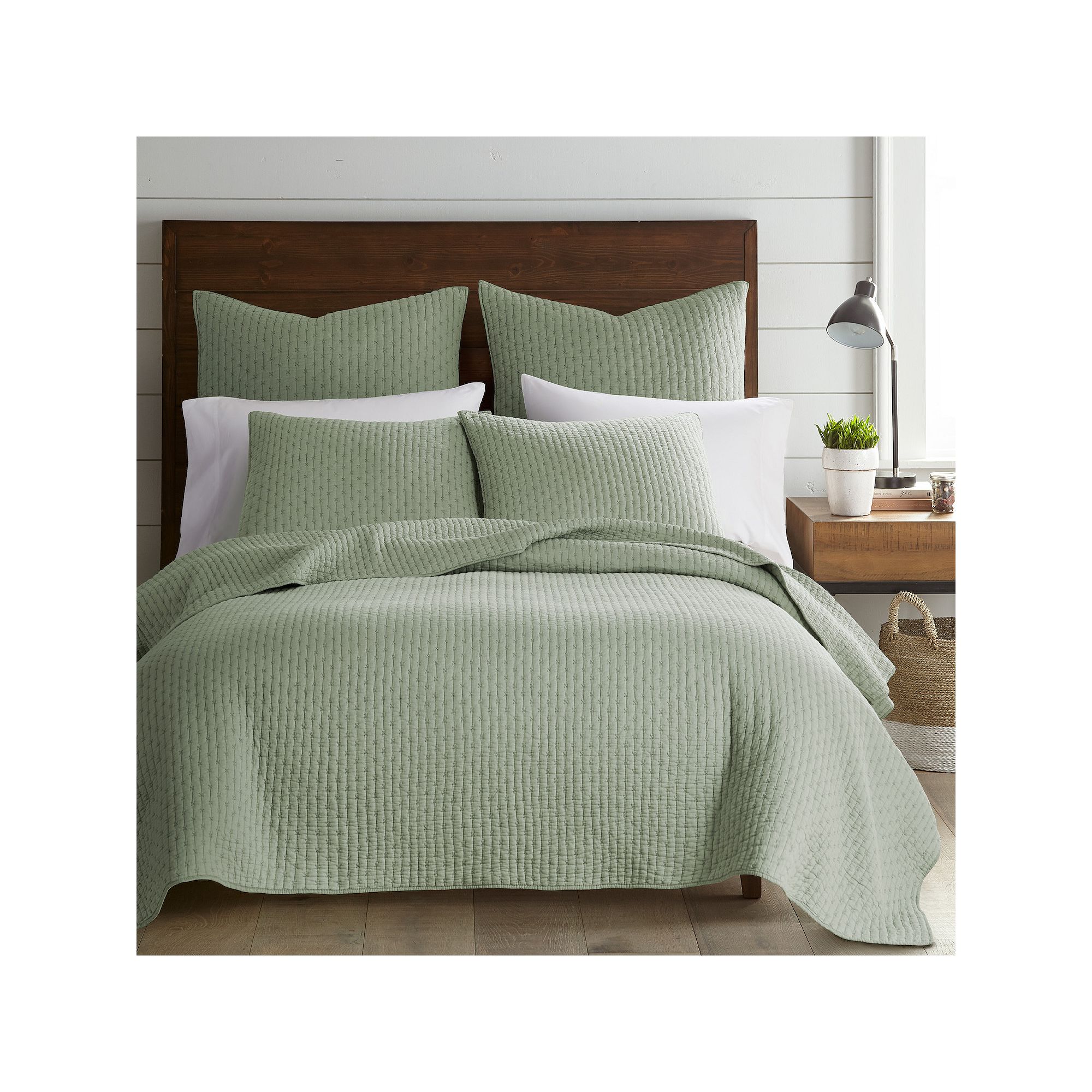 Levtex Home Cross Stitch Quilt Set, Desert Green