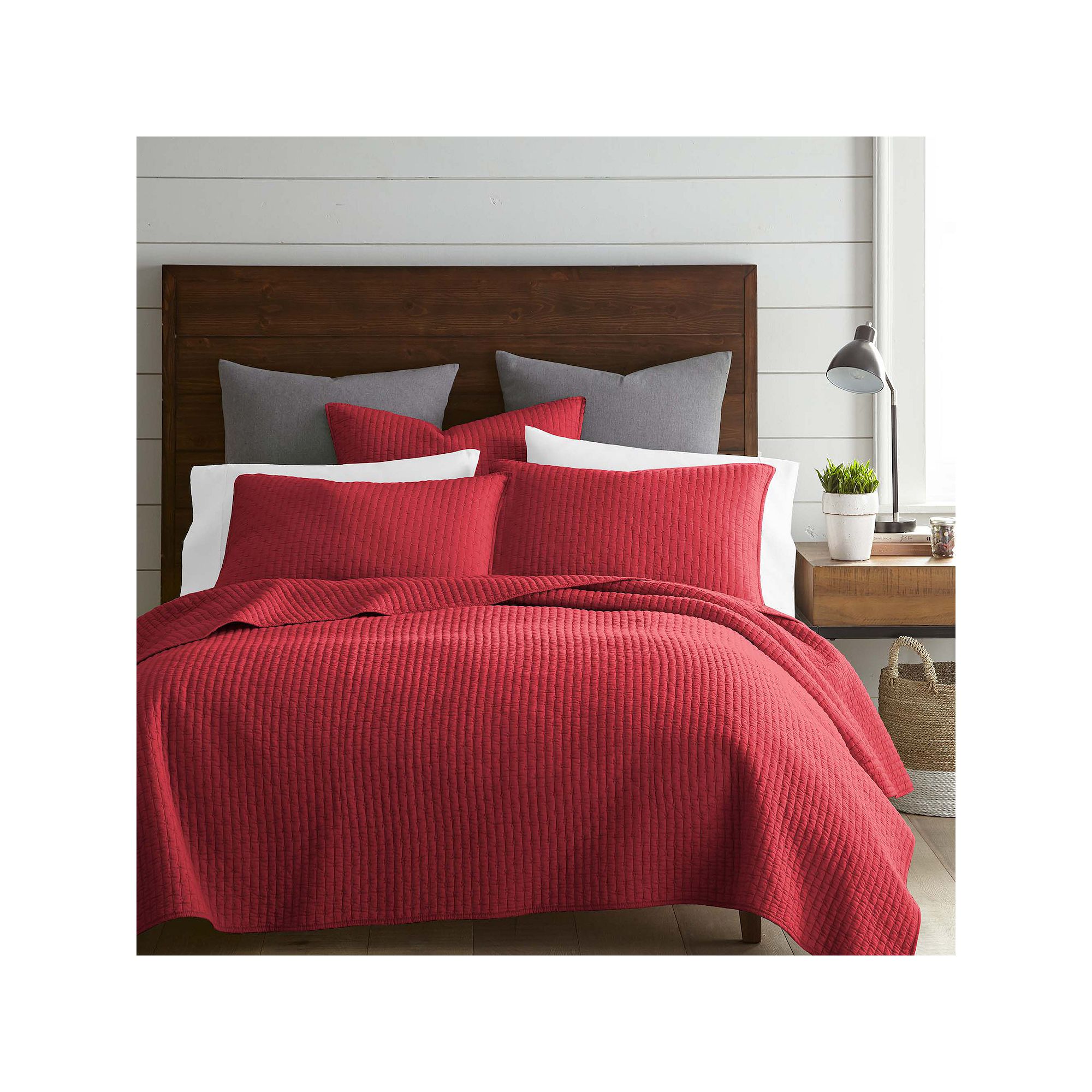 Levtex Home Cross Stitch Quilt Set, Red