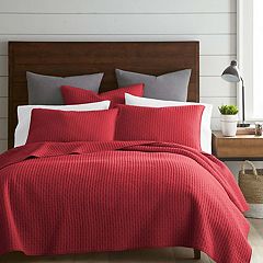 MIDWEST RED SOLID QUILT BEDDING BEDSPREAD COVERLET PILLOW CASES SET 