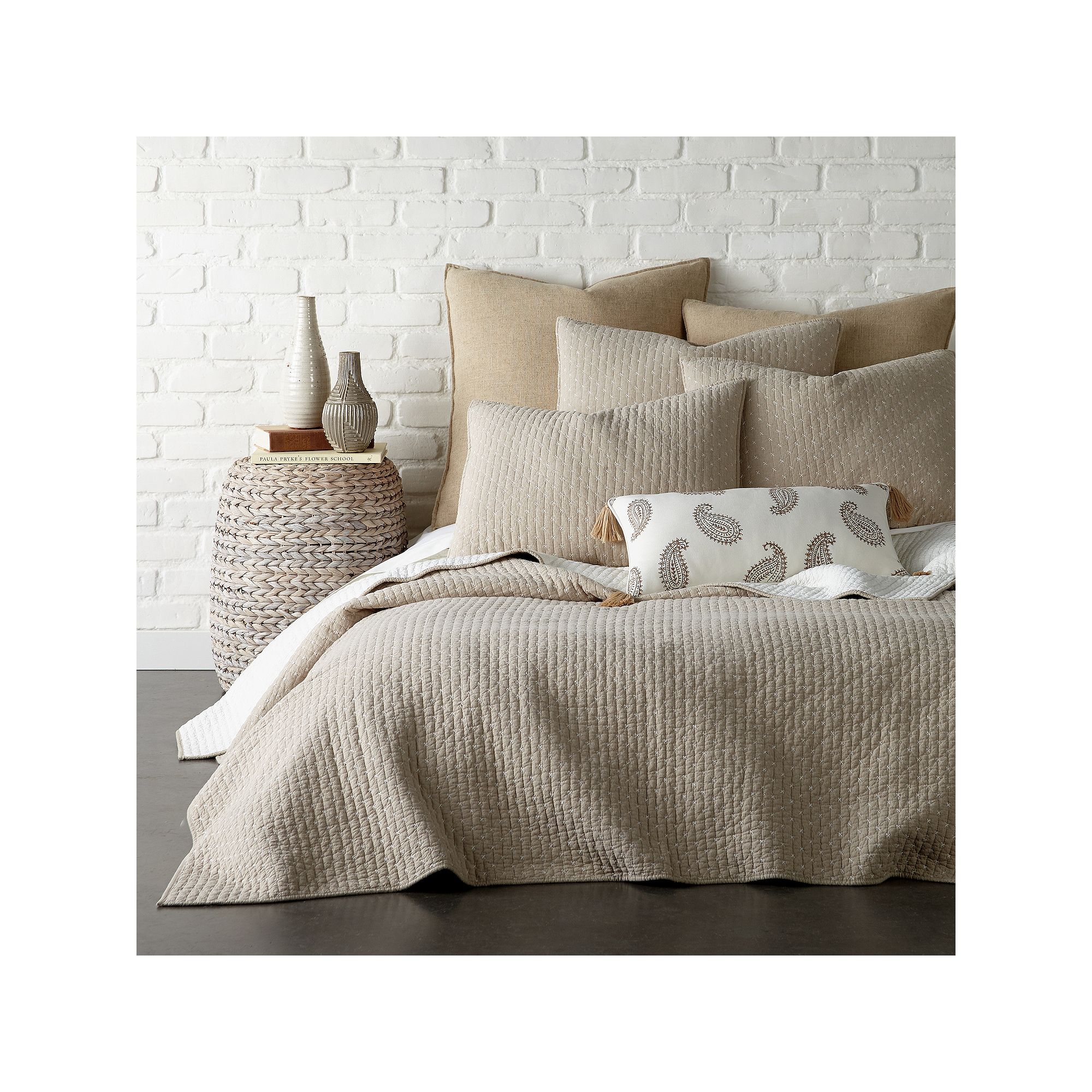 Levtex Home Cross Stitch Quilt Set, Brown