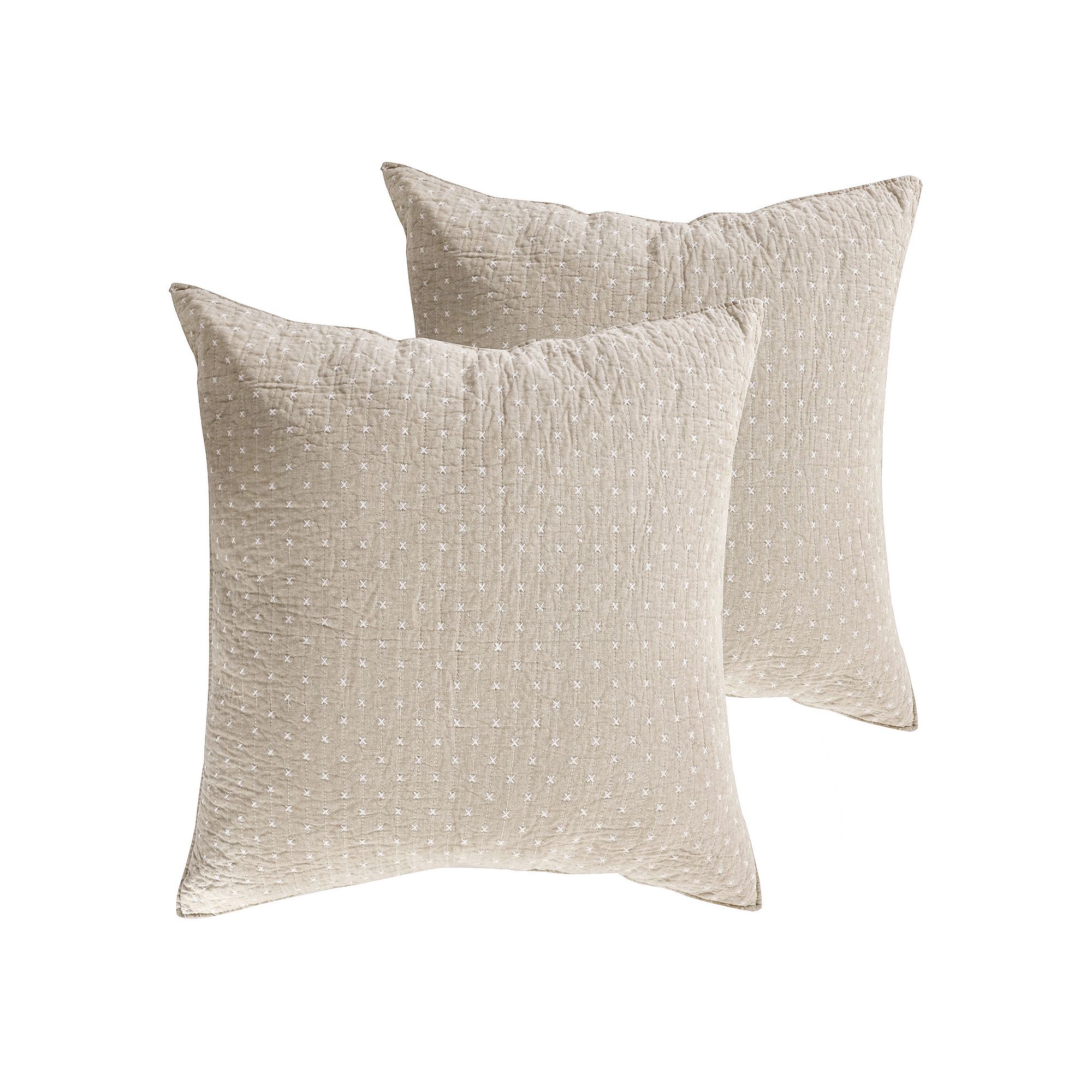 Levtex Home Cross Stitch Euro Sham, Brown