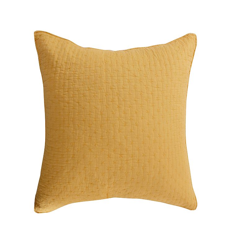 Levtex Home Cross Stitch Euro Sham, Yellow