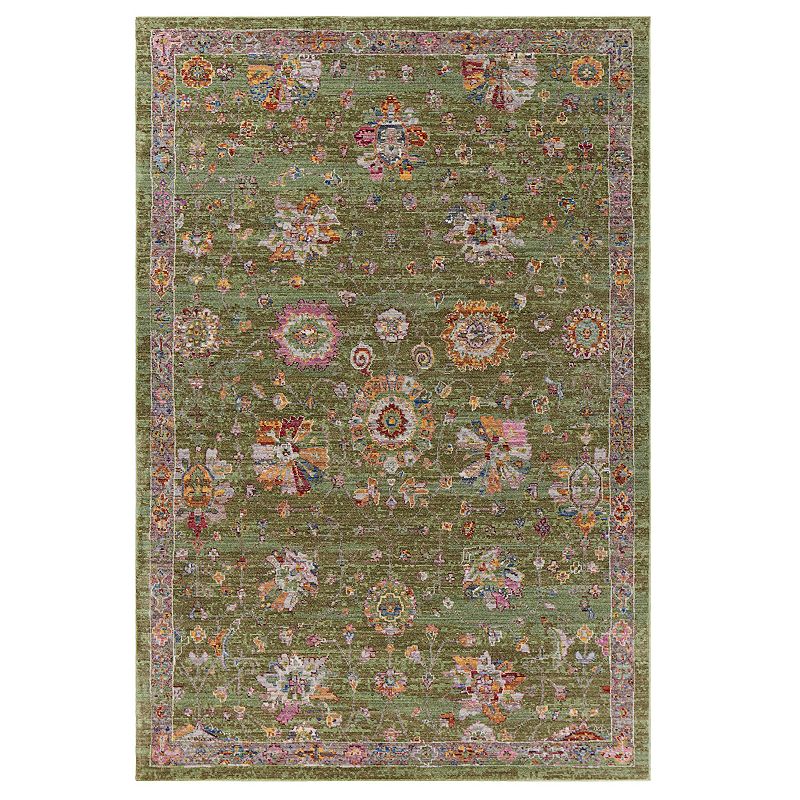 KAS Rugs Ashton Lara Framed Rug, Green, 8X11 Ft