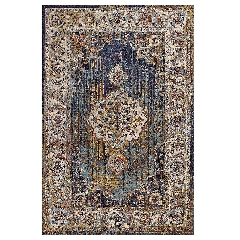 KAS Rugs Corsica Framed Medallion Rug, Blue, 8X11 Ft