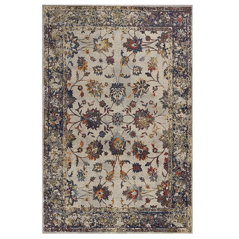 KAS Rugs Corsica Framed Floral Rug, Grey, 8X11 Ft