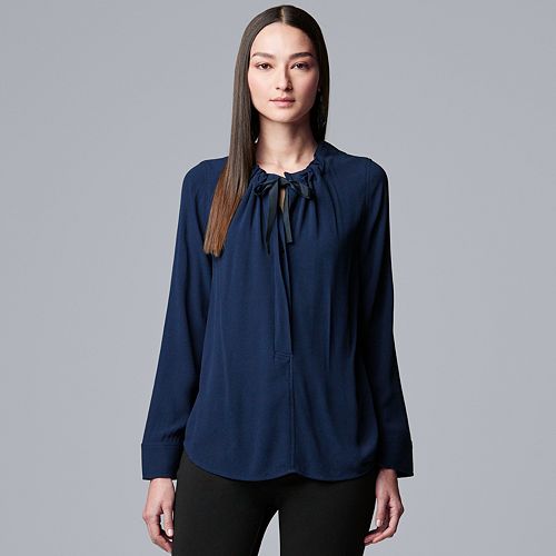 Women's Simply Vera Vera Wang Ruched Bow-Neck Top