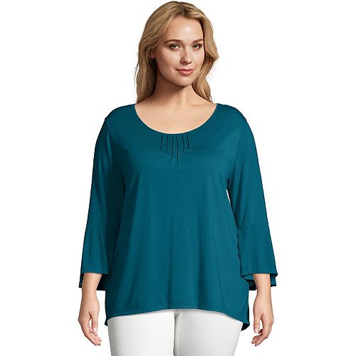 Plus Size Just My Size Bell Sleeve Pin-tuck Top