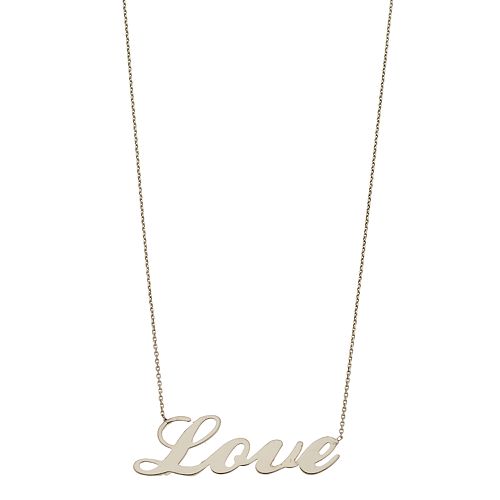 Sterling Silver Love Adjustable Bar Necklace