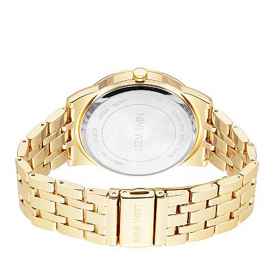 Nine West Womens Gold Tone Round Bracelet Watch