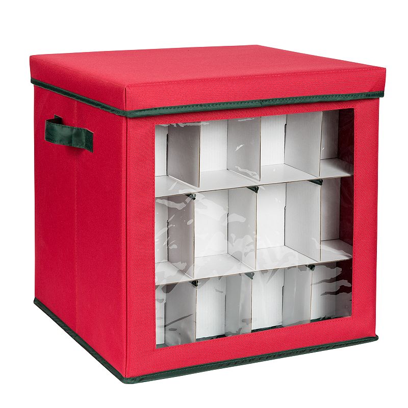 Honey-Can-Do Small Ornament Storage Cube, Red, ORGANIZER