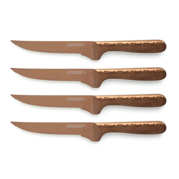 Cambridge Rose Gold Hammered 4-Piece Steak Knife Set