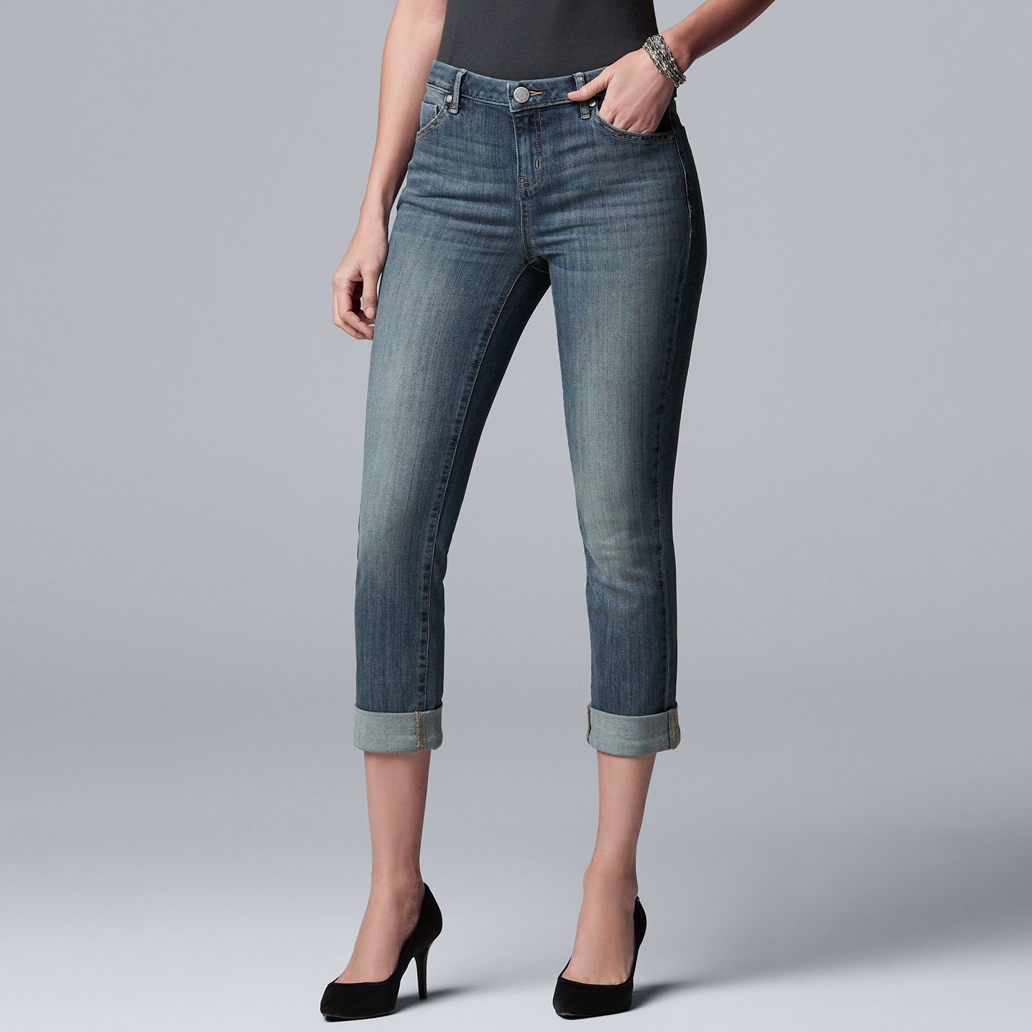 Simply Vera Vera Wang Cuffed Capri Jeans